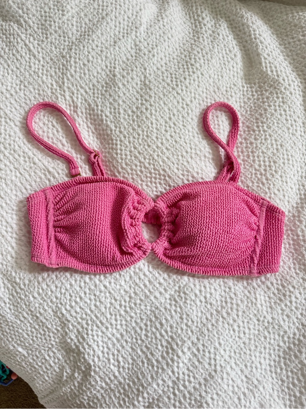 Wild Fable Pink Textured Bandeau Bikini Top